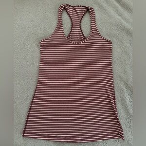 Lululemon Cool Racerback - Size 4 - cranberry and white stripe
